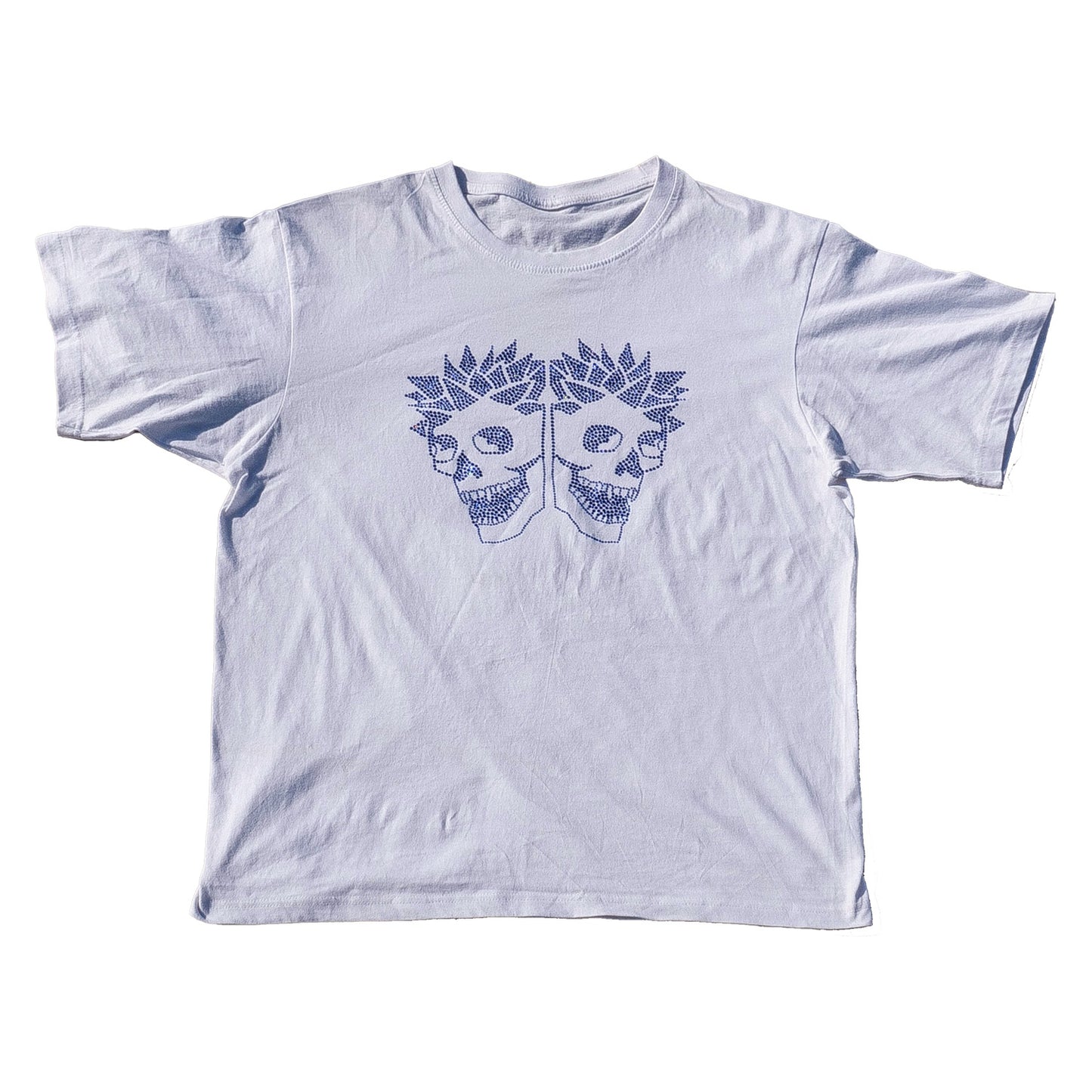 Rhinestone double skull t-shirt