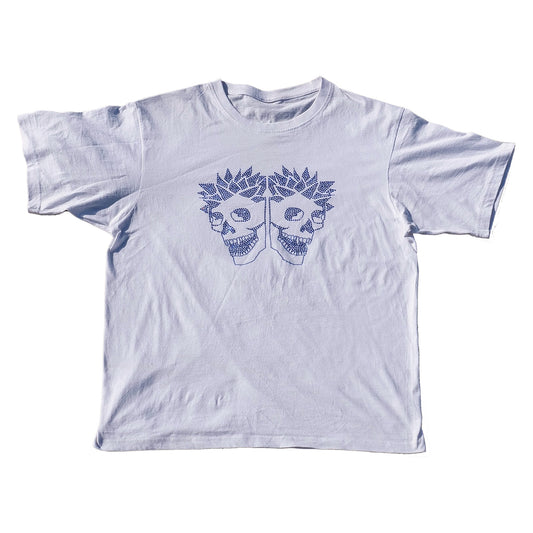 Rhinestone double skull t-shirt
